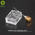 China square clear glass perfume bottle thick bottom perfume bottle metal with pump sprayer cap